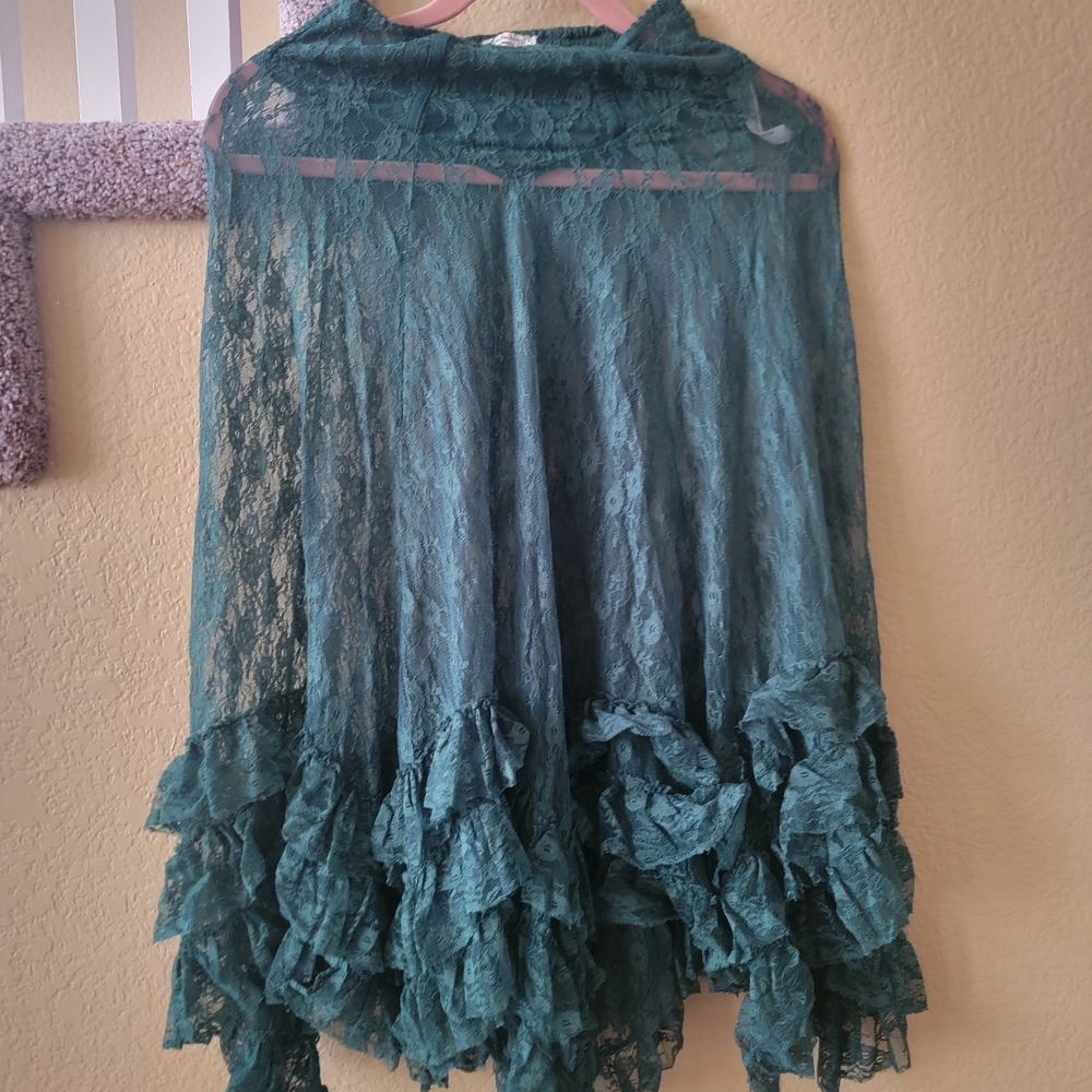 Free People emerald green Lace Maxi Skirt - Picture 2 of 8